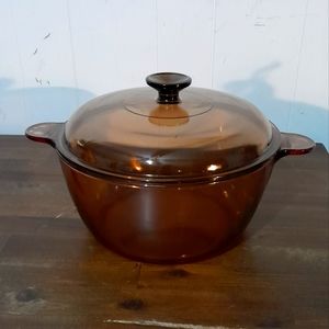 Corning Vision Ware Pyrex Amber 5 Qt 4.5L Dutch Oven Stock Pot & Lid
